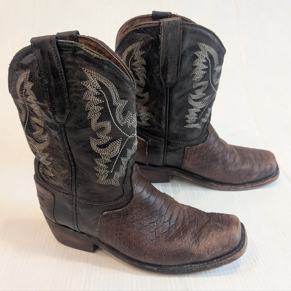 VERETTA Kids' Black & Brown Leather Western Cowgirl Boots Size 22 USA